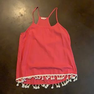 Super pretty coral pink tank with poms!
